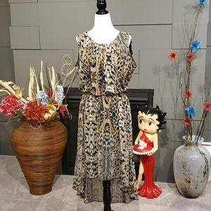 Animal Print Georgette Flow High Low Dress